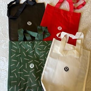 Lot of 4  Lululemon Reusable Shopping Tote Bag Limited Edition Logo Print